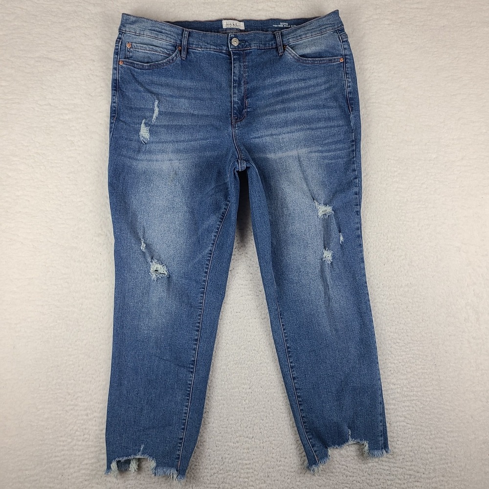 Nicole Miller Jeans Womens 18 Blue SOHO High Rise Ankle Slim Medium Wash Denim